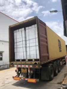 Pallets wrapped with JYE LLDPE stretch film inside an export container